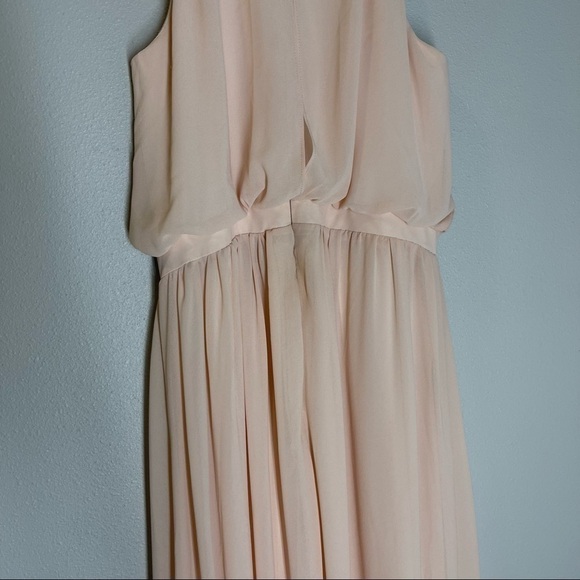 BHLDN Cayenne Maxi Chiffon Dress Blush Pink High Neck Side Slit Size Size Medium - Picture 9 of 13